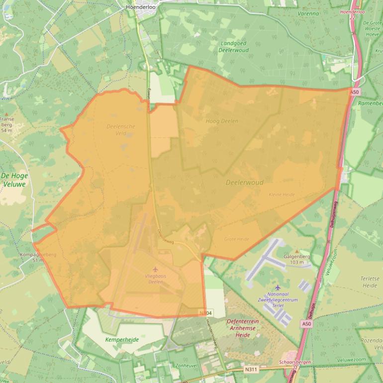 Kaart van postcodegebied 6877.