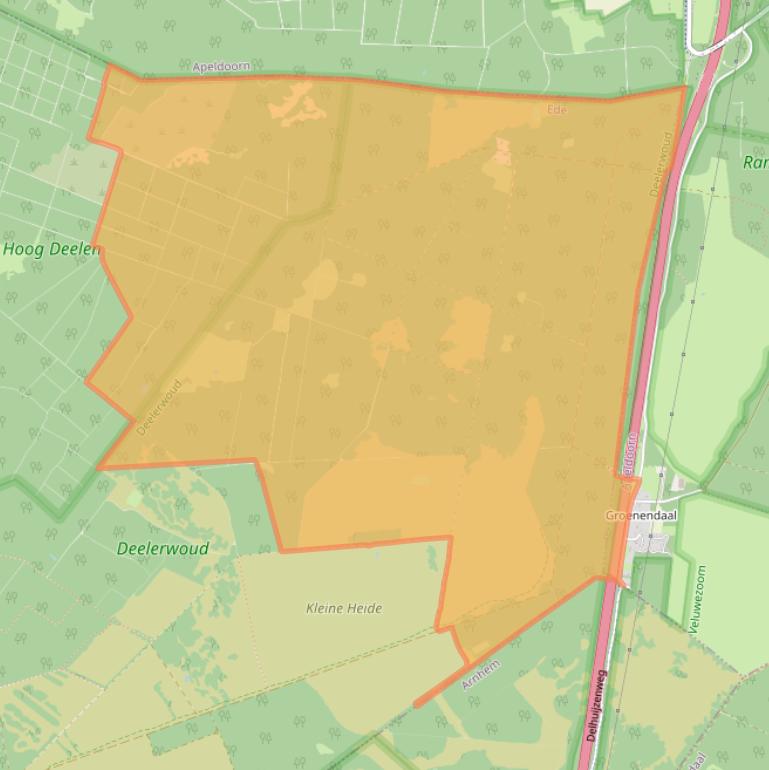 Kaart van postcodegebied 6877AA.