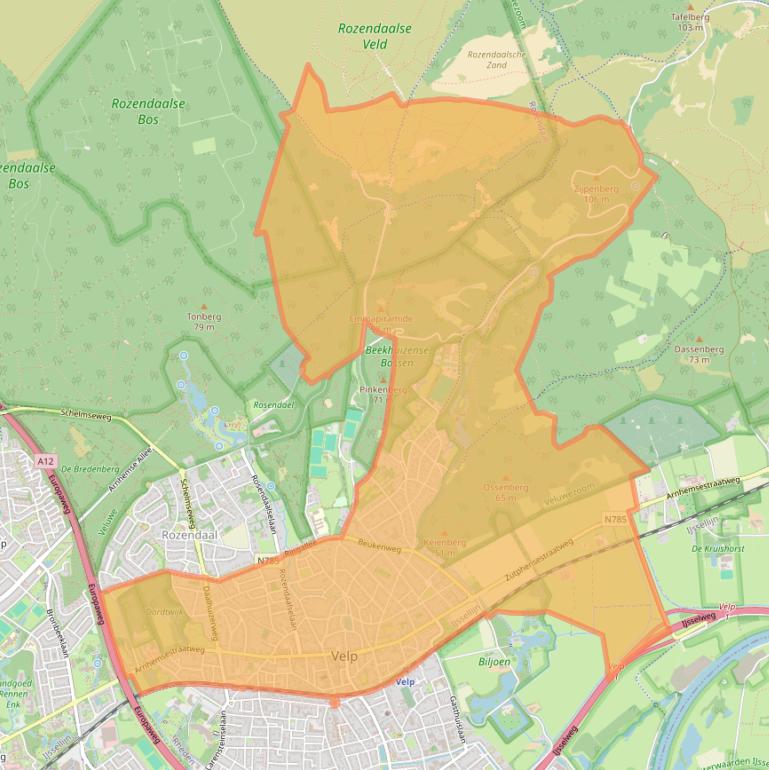 Kaart van postcodegebied 6881.