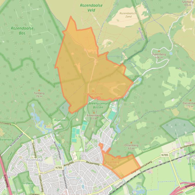Kaart van postcodegebied 6881AJ.