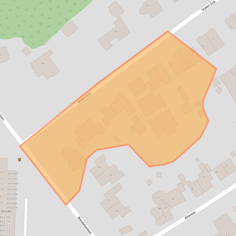 Kaart van postcodegebied 6881BN.