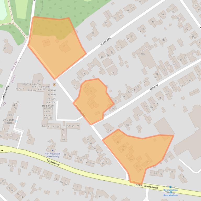 Kaart van postcodegebied 6881CJ.