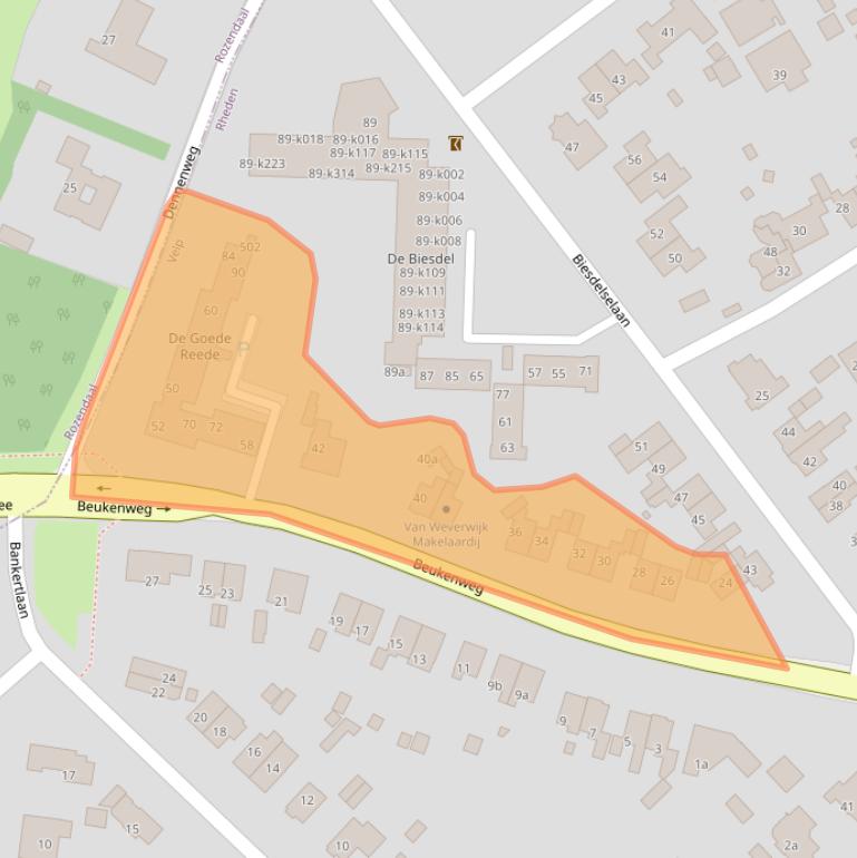 Kaart van postcodegebied 6881CM.