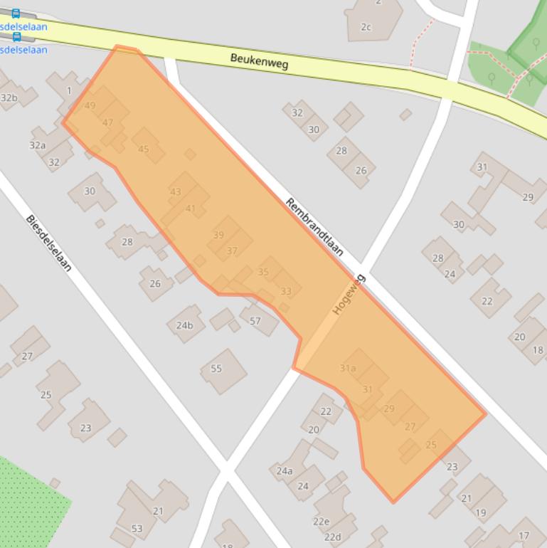 Kaart van postcodegebied 6881CP.