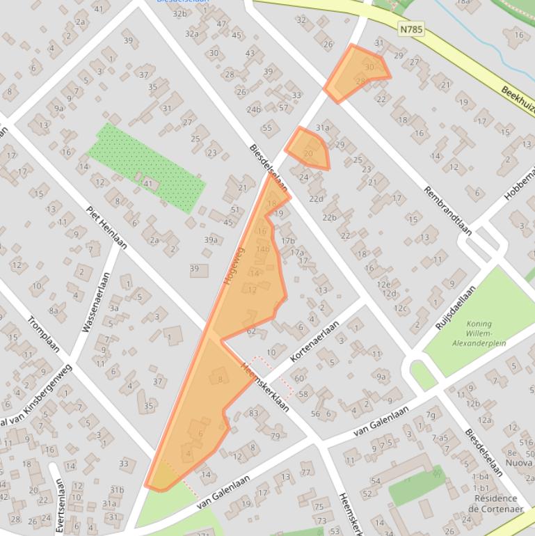 Kaart van postcodegebied 6881EC.