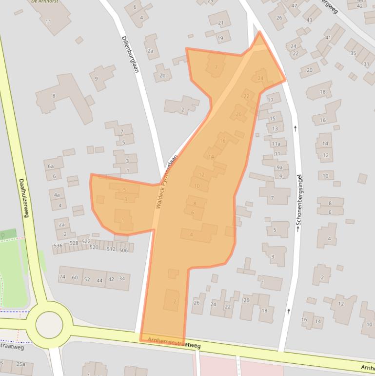 Kaart van postcodegebied 6881NT.