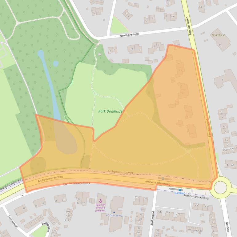 Kaart van postcodegebied 6881NW.