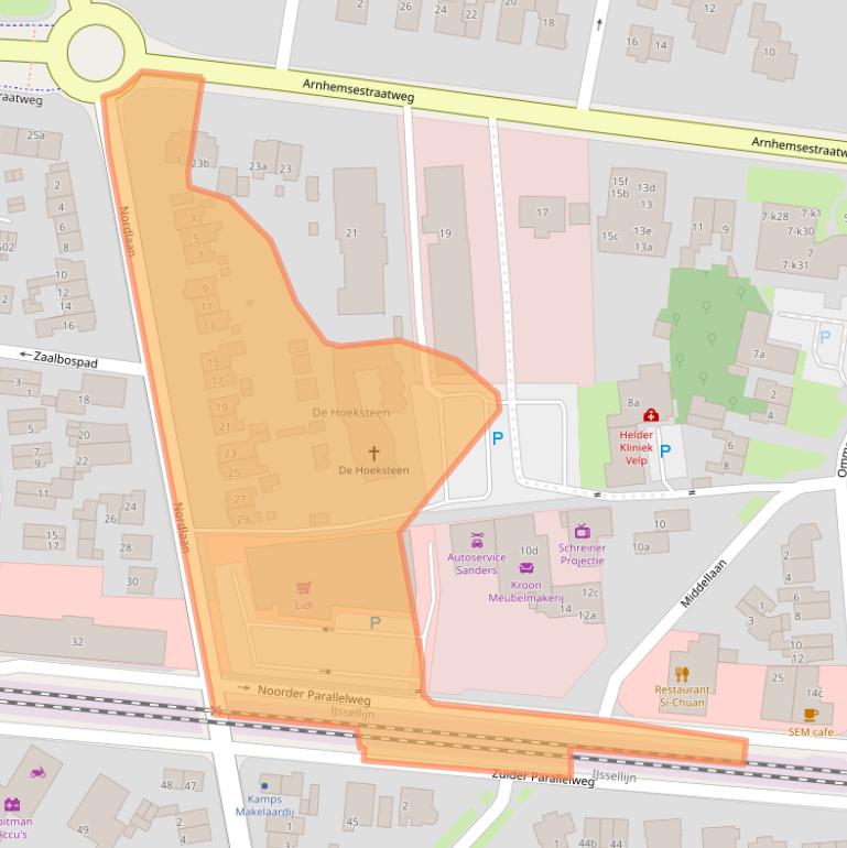 Kaart van postcodegebied 6881RM.