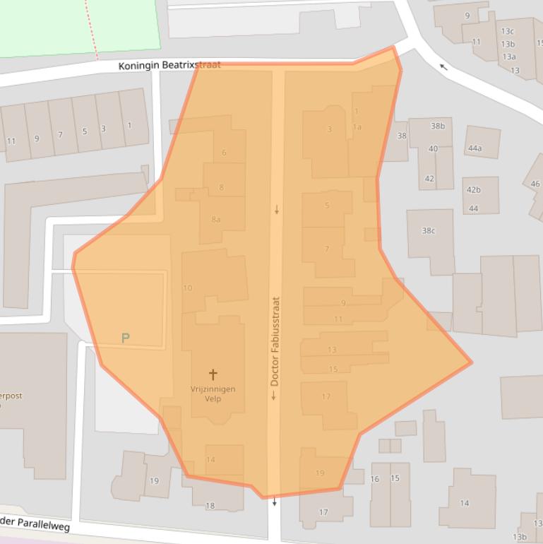 Kaart van postcodegebied 6881RZ.