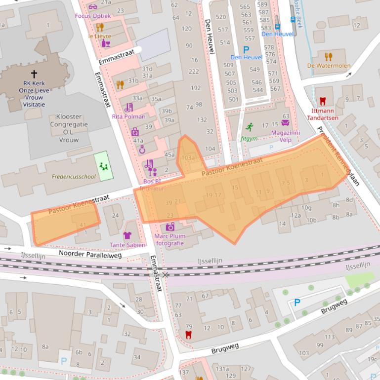 Kaart van postcodegebied 6881SW.