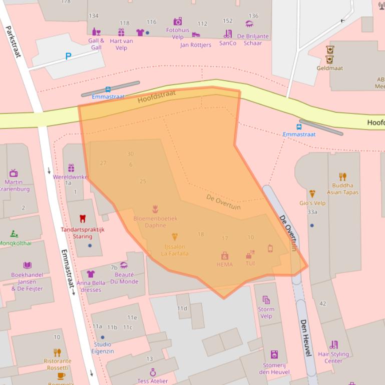 Kaart van postcodegebied 6881TT.