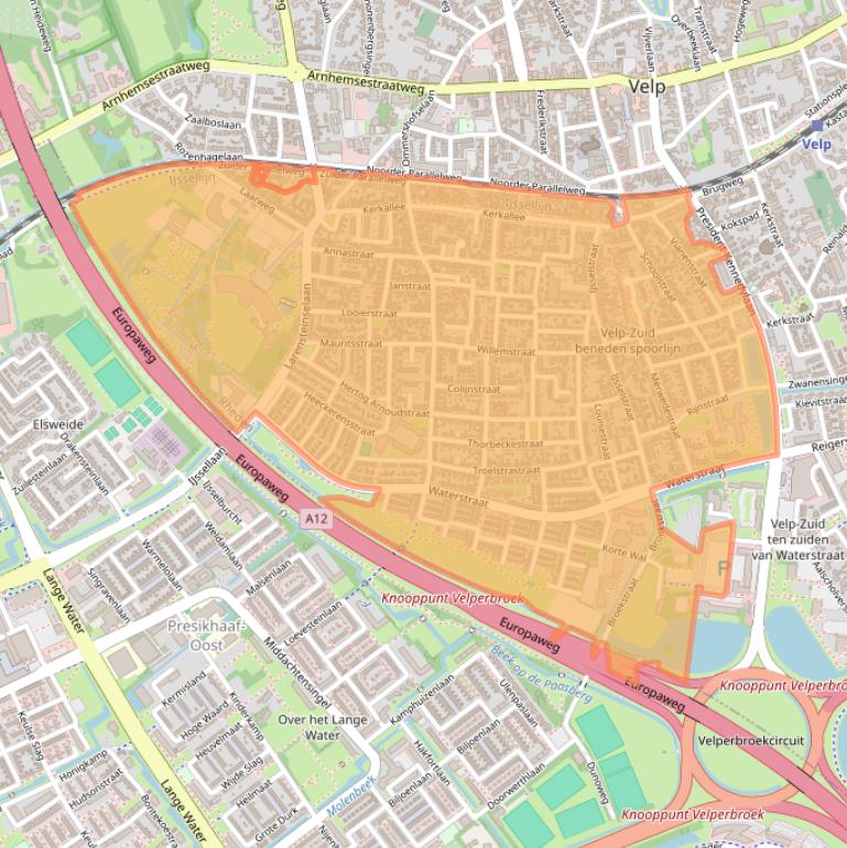 Kaart van postcodegebied 6882.
