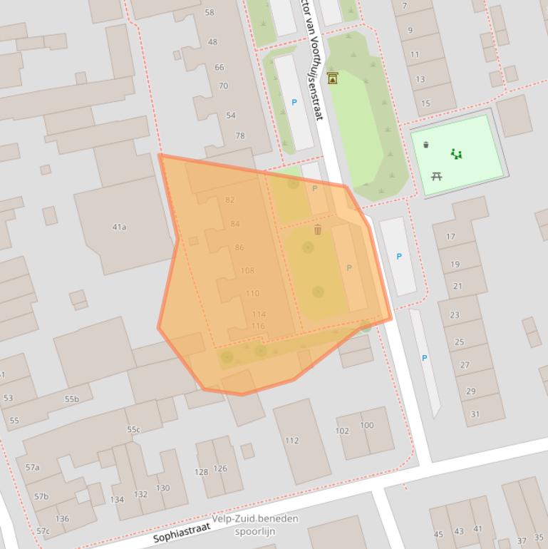 Kaart van postcodegebied 6882MZ.