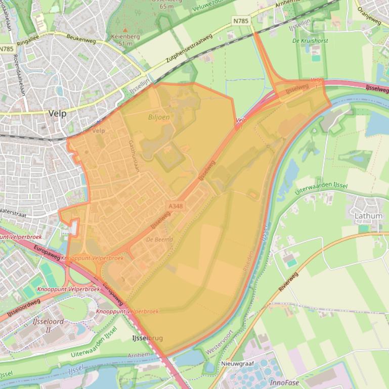 Kaart van postcodegebied 6883.