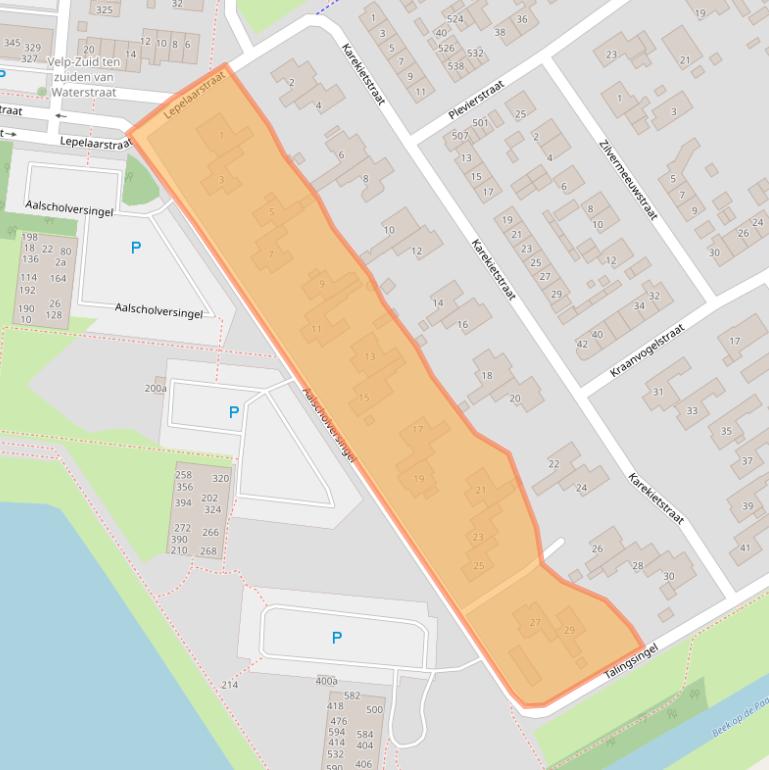 Kaart van postcodegebied 6883BA.