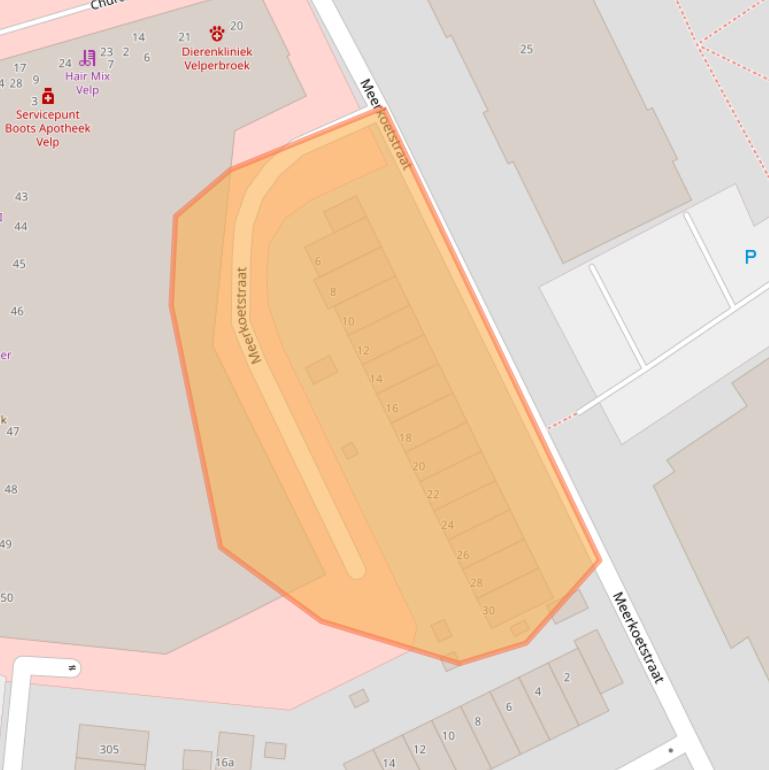 Kaart van postcodegebied 6883EP.