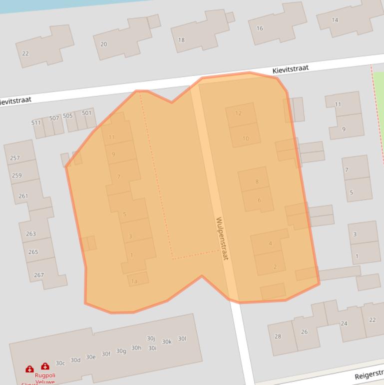 Kaart van postcodegebied 6883ET.