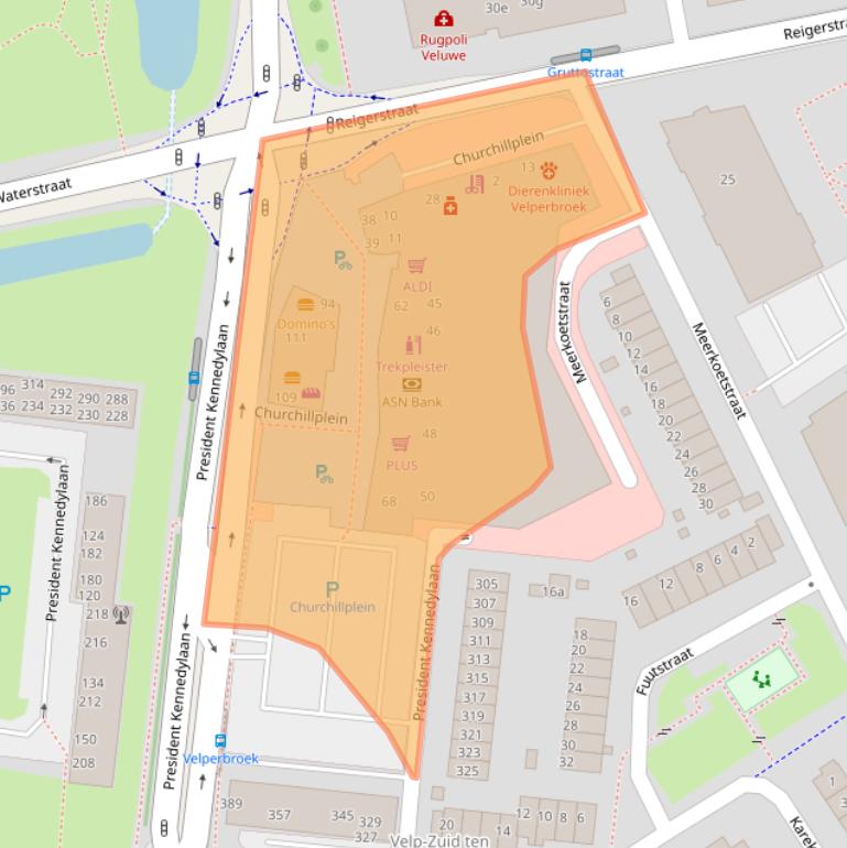 Kaart van postcodegebied 6883EW.