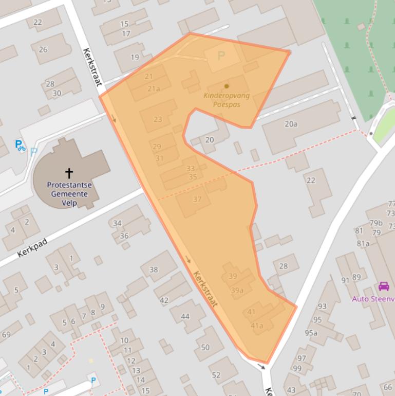 Kaart van postcodegebied 6883HR.