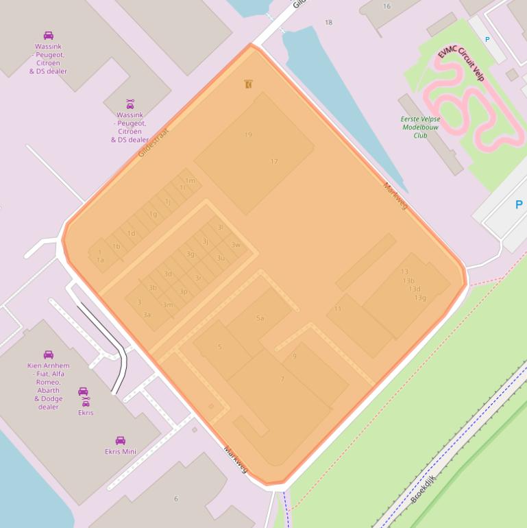 Kaart van postcodegebied 6883JL.