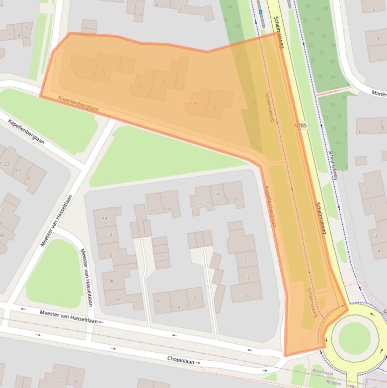 Kaart van postcodegebied 6891AD.