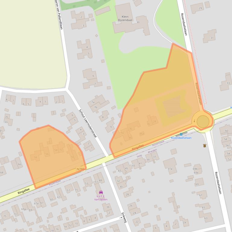 Kaart van postcodegebied 6891BE.