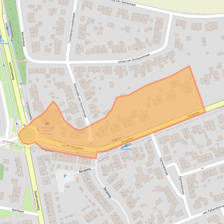 Kaart van postcodegebied 6891BG.