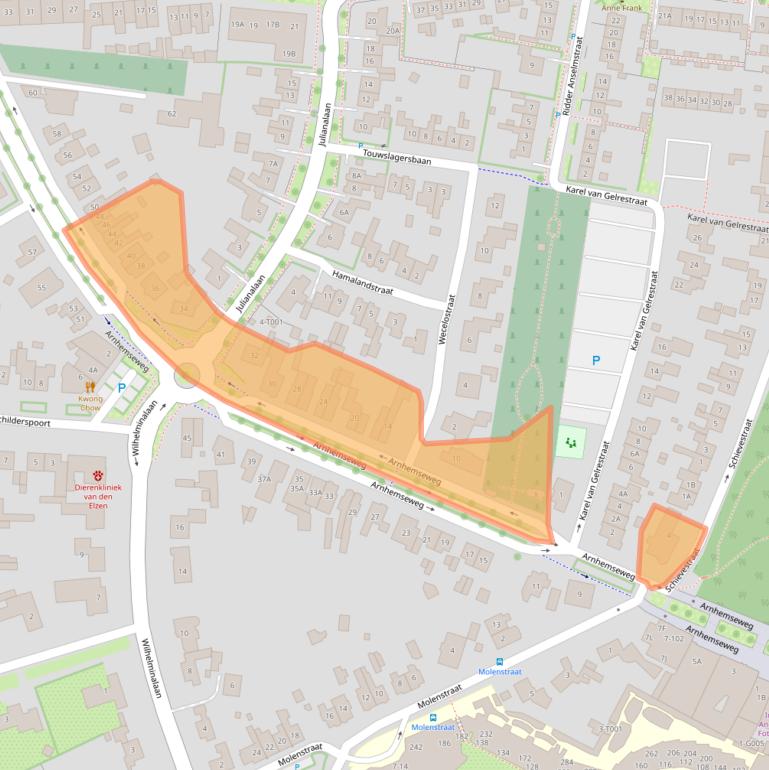 Kaart van postcodegebied 6901DW.