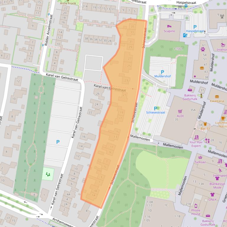 Kaart van postcodegebied 6901GG.