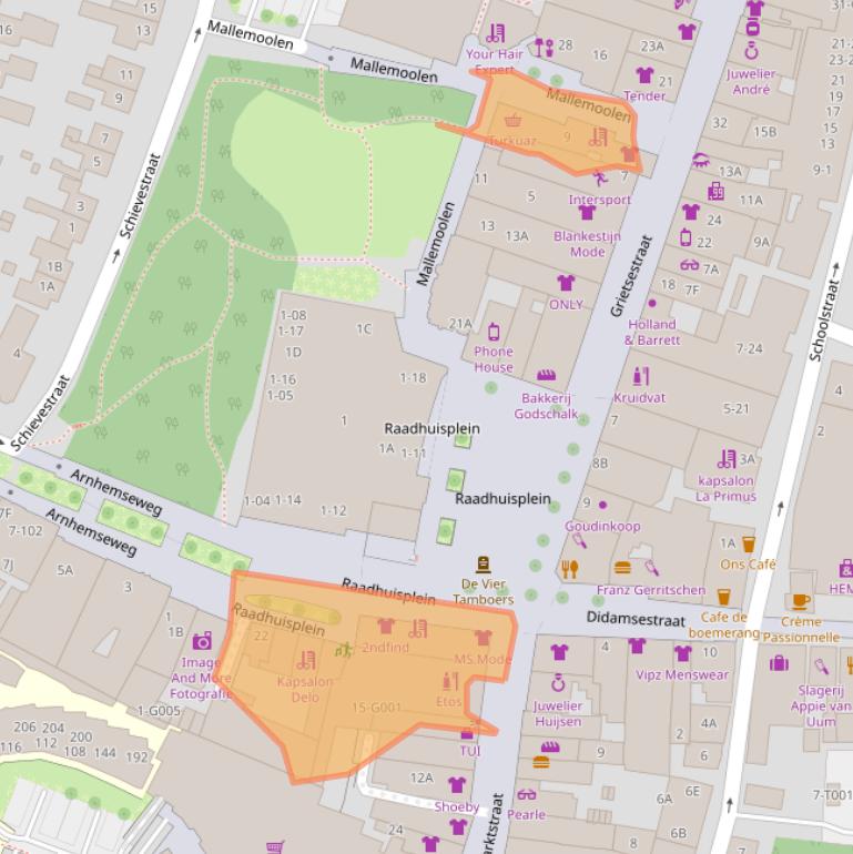 Kaart van postcodegebied 6901GP.