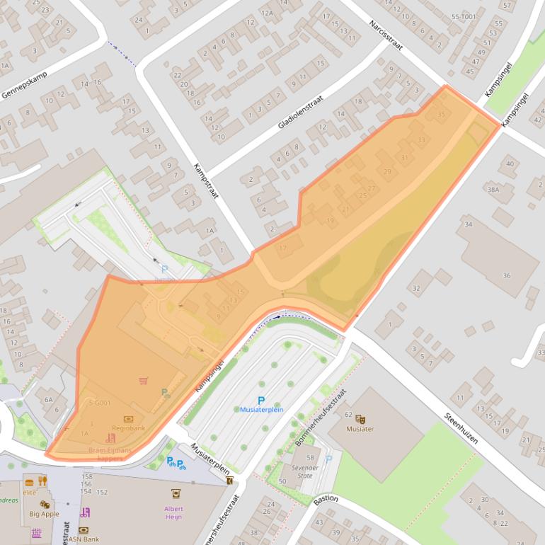 Kaart van postcodegebied 6901JC.