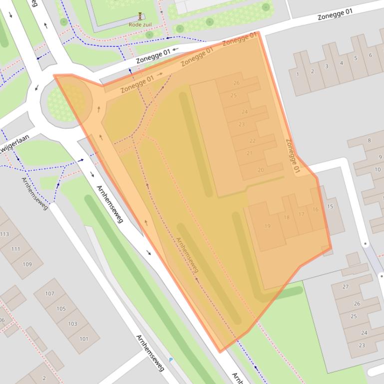 Kaart van postcodegebied 6903EB.