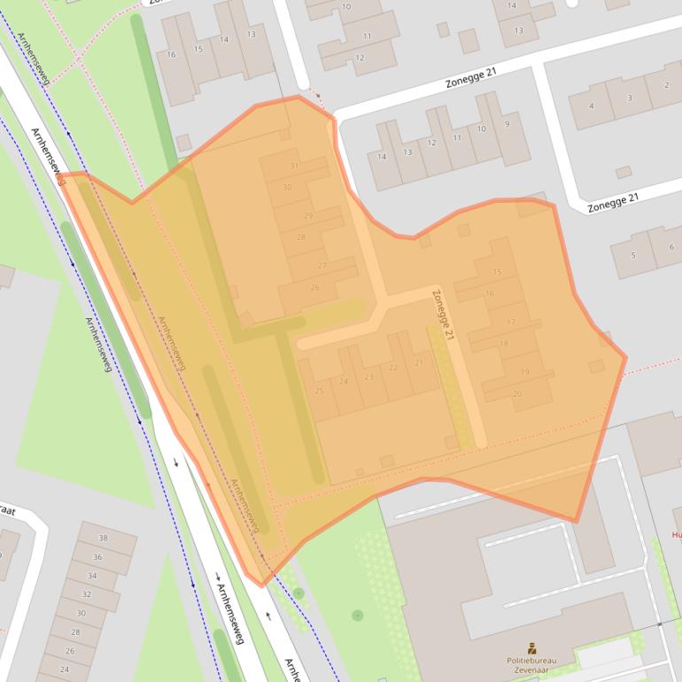 Kaart van postcodegebied 6903HB.