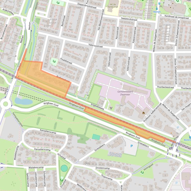 Kaart van postcodegebied 6904DB.