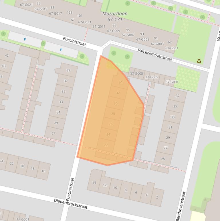 Kaart van postcodegebied 6904EZ.