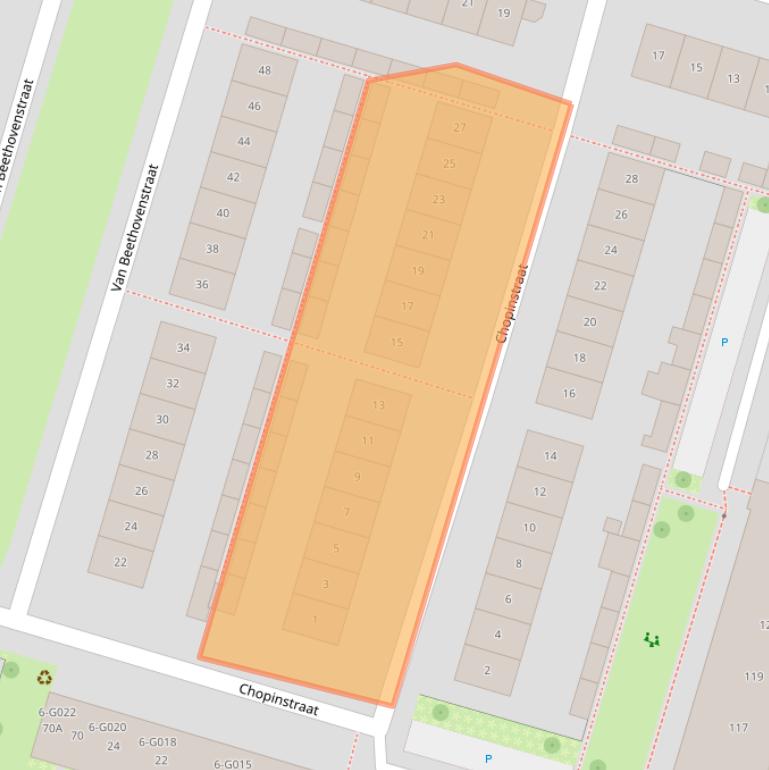 Kaart van postcodegebied 6904JA.