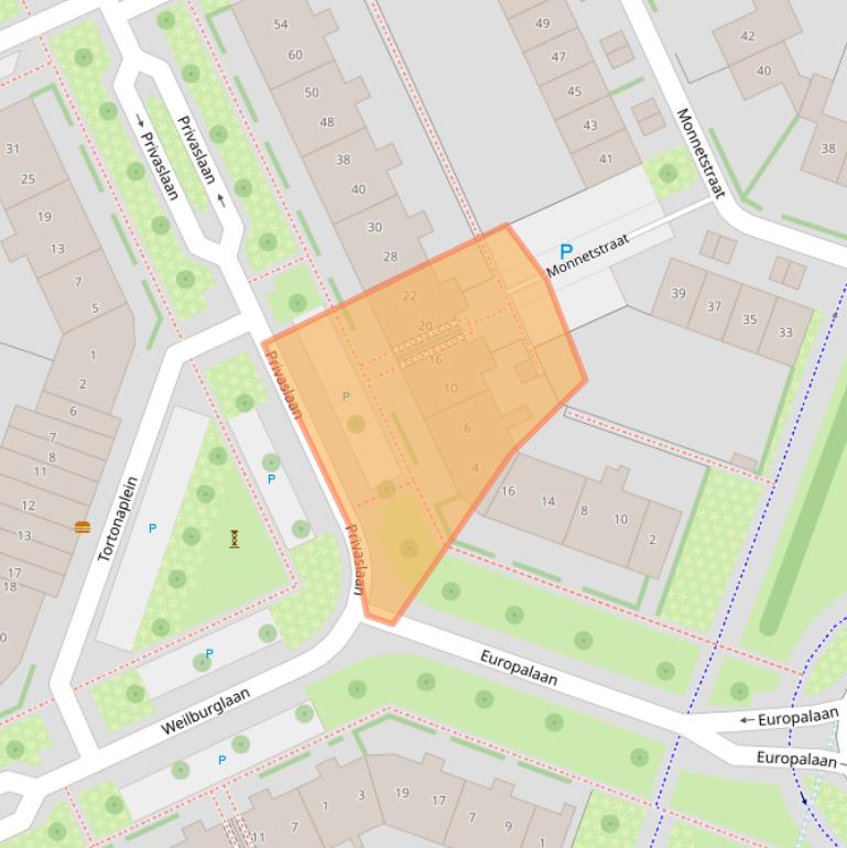 Kaart van postcodegebied 6904LG.