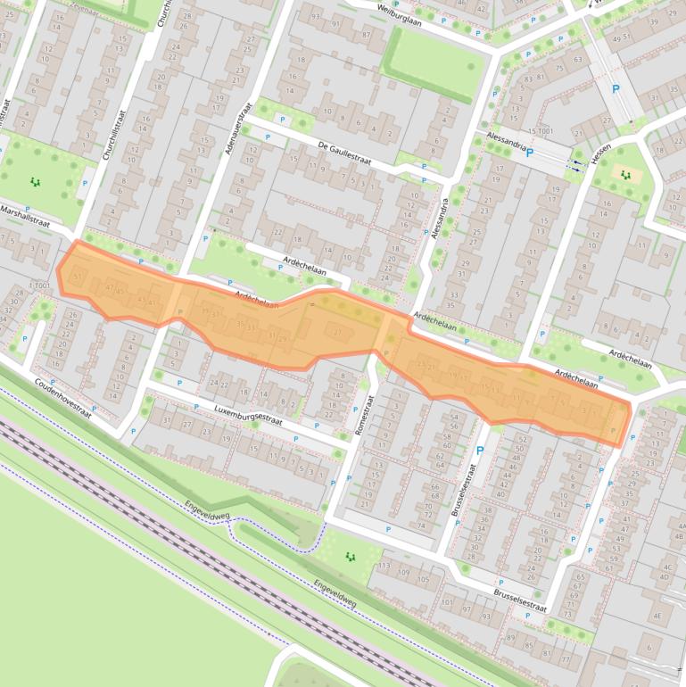 Kaart van postcodegebied 6904NG.