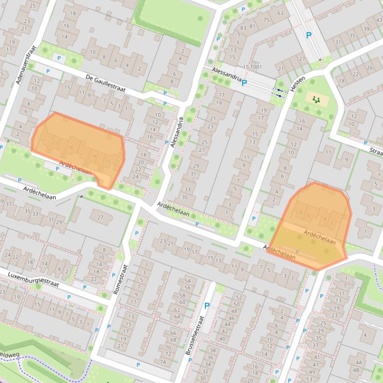 Kaart van postcodegebied 6904NH.