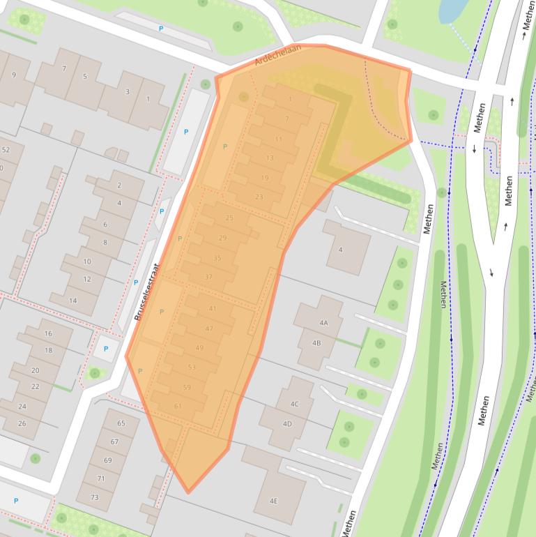 Kaart van postcodegebied 6904NJ.