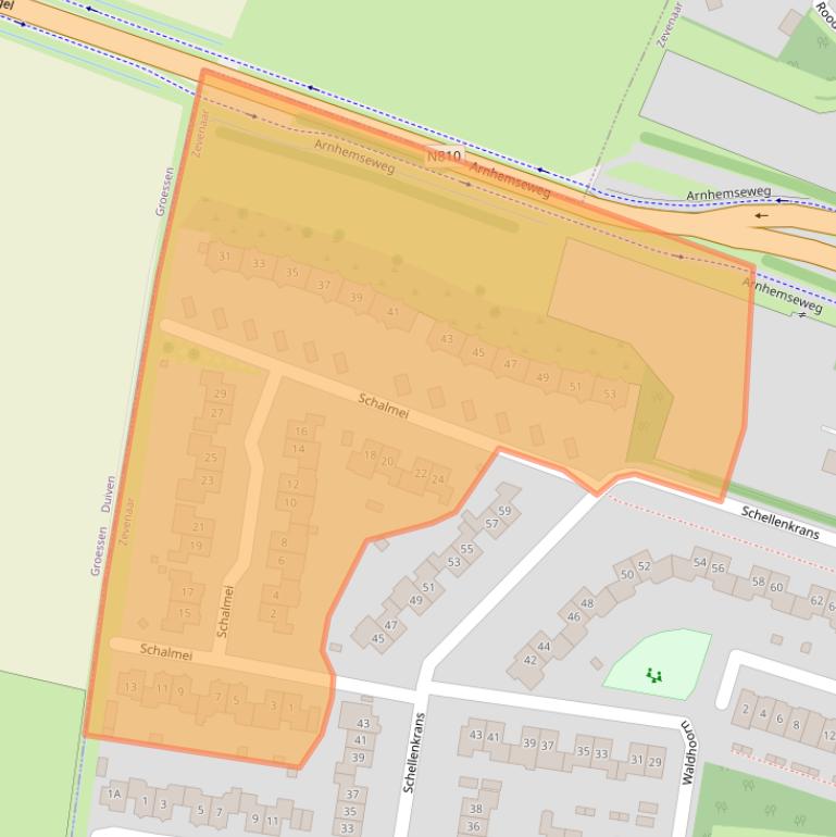 Kaart van postcodegebied 6904PZ.