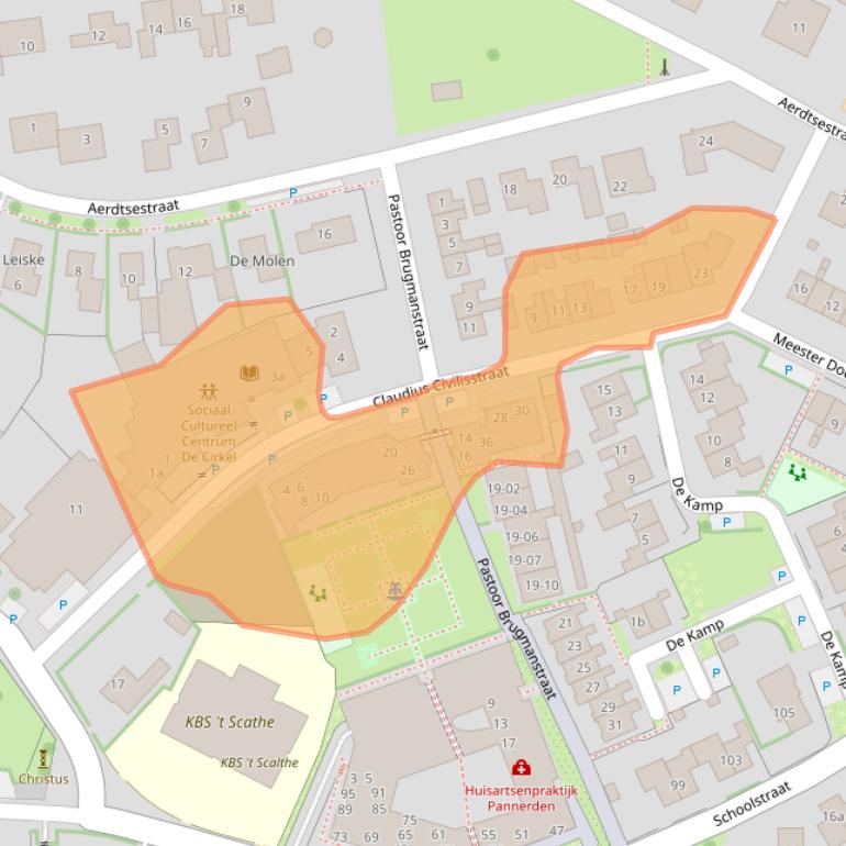 Kaart van postcodegebied 6911AW.