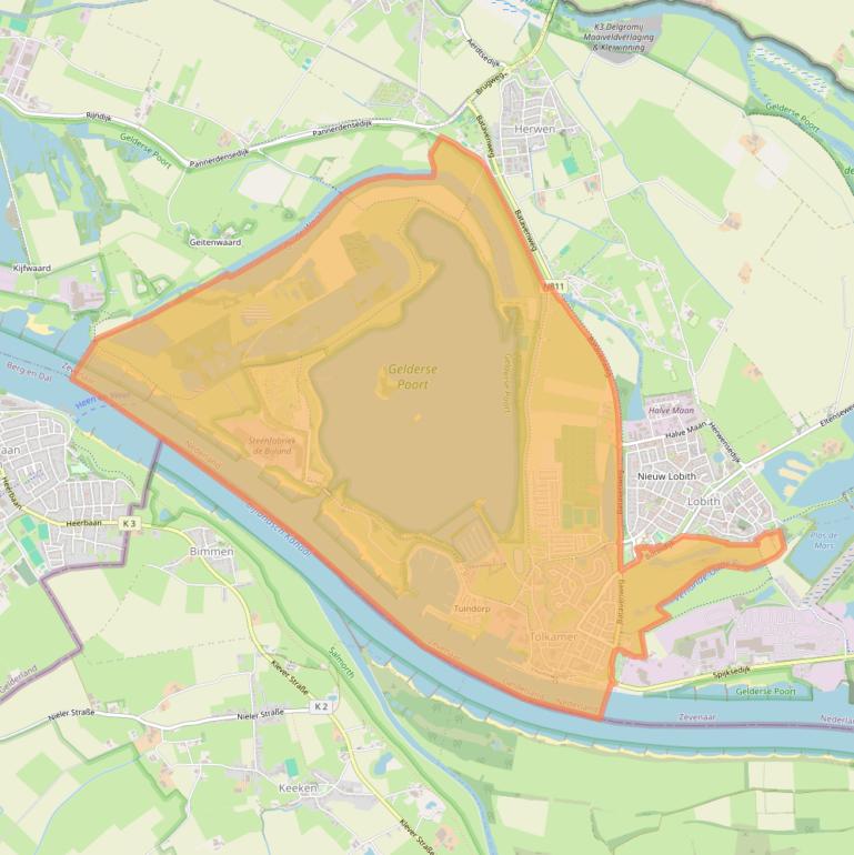 Kaart van postcodegebied 6916.