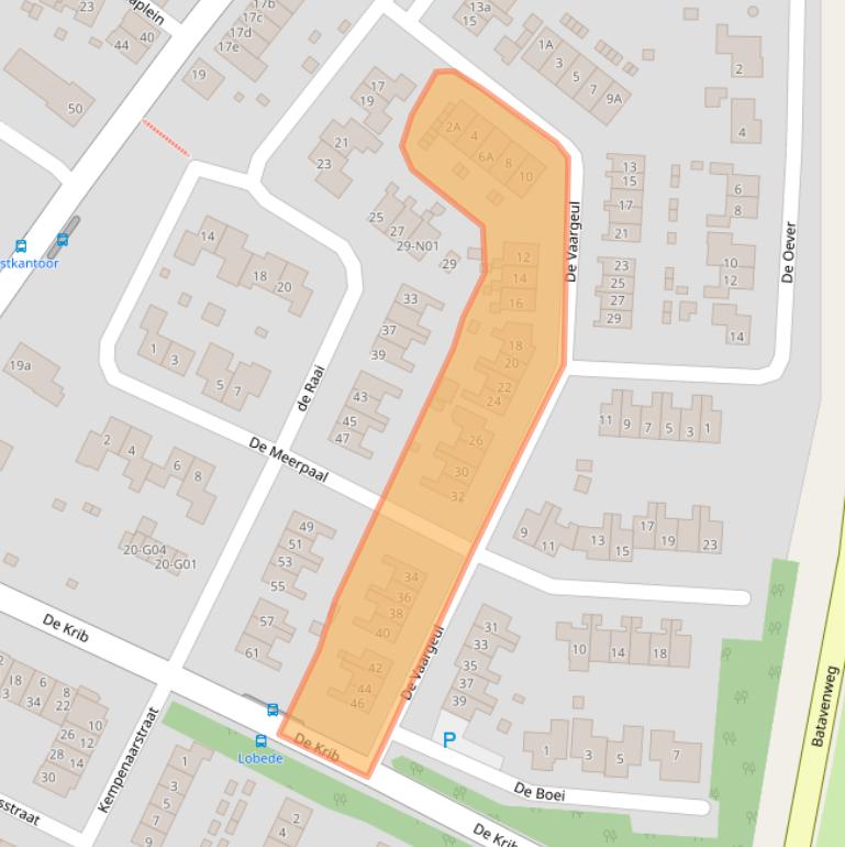 Kaart van postcodegebied 6916DD.