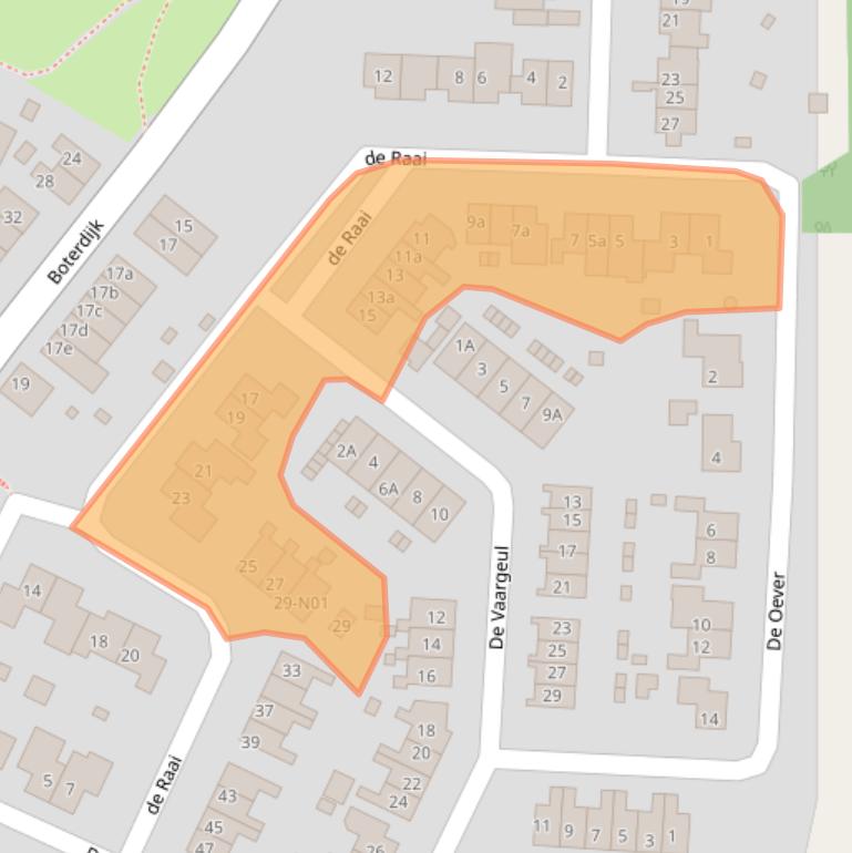 Kaart van postcodegebied 6916DJ.