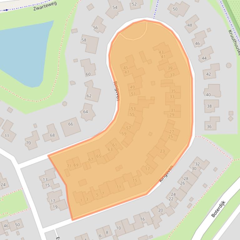 Kaart van postcodegebied 6916LA.