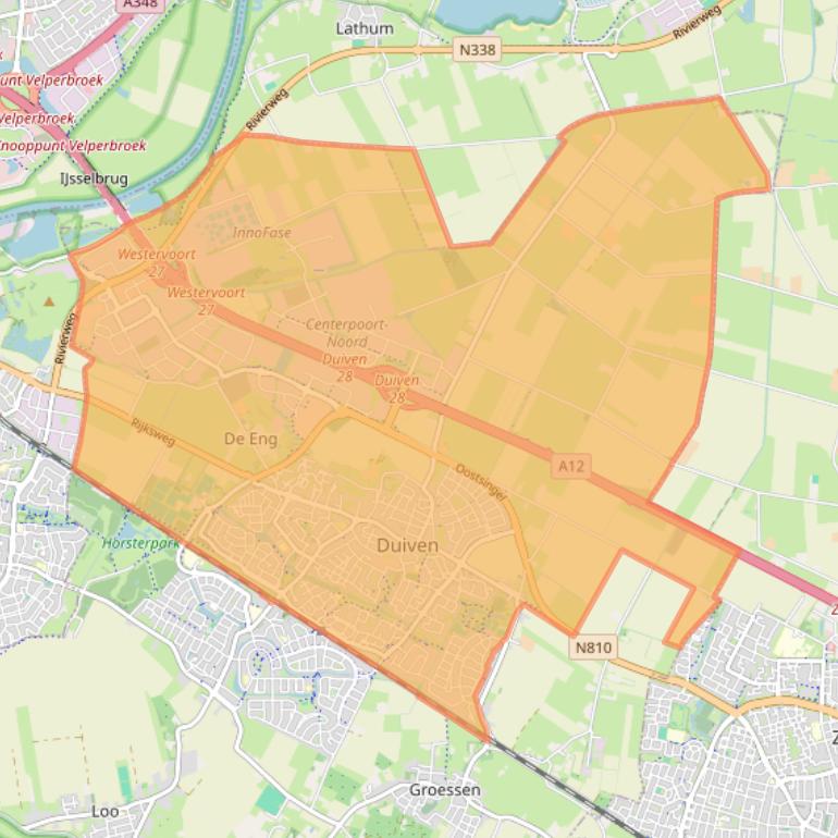 Kaartafbeelding, ingezoomd op postcodegebied 6921.
