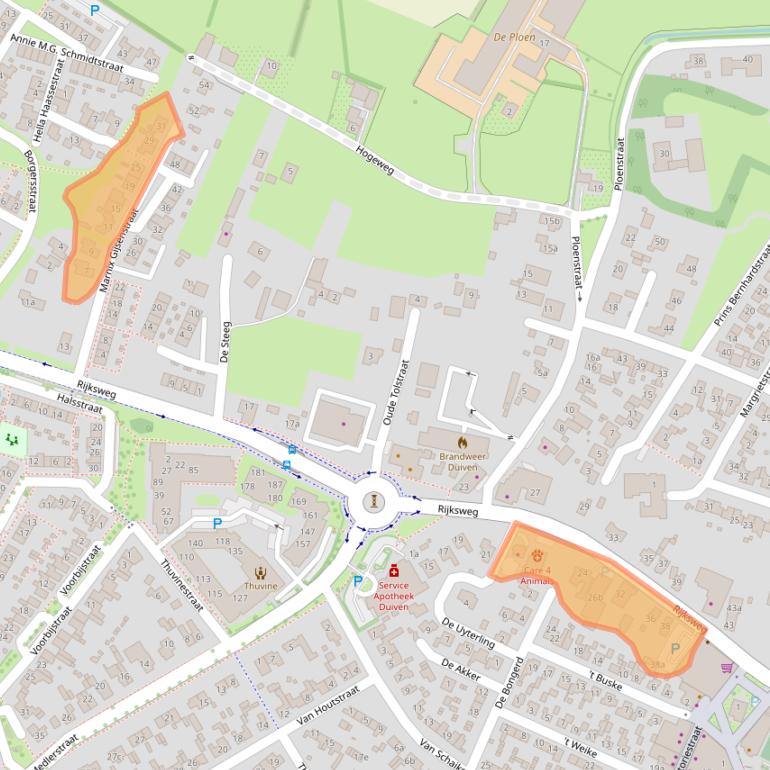 Kaart van postcodegebied 6921AG.