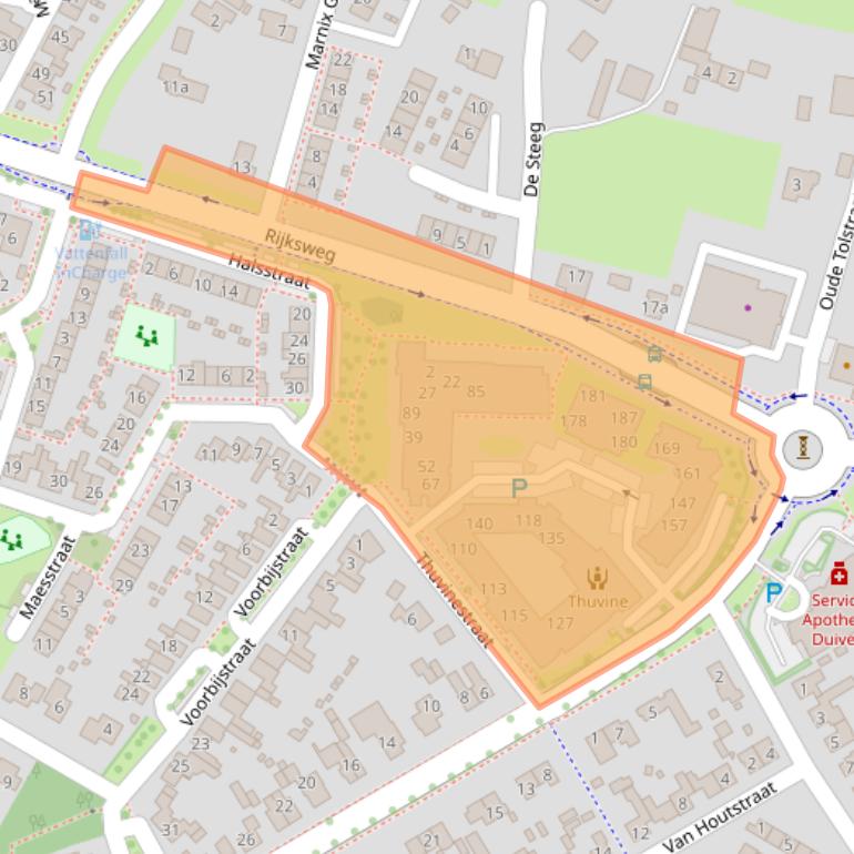 Kaart van postcodegebied 6921AR.