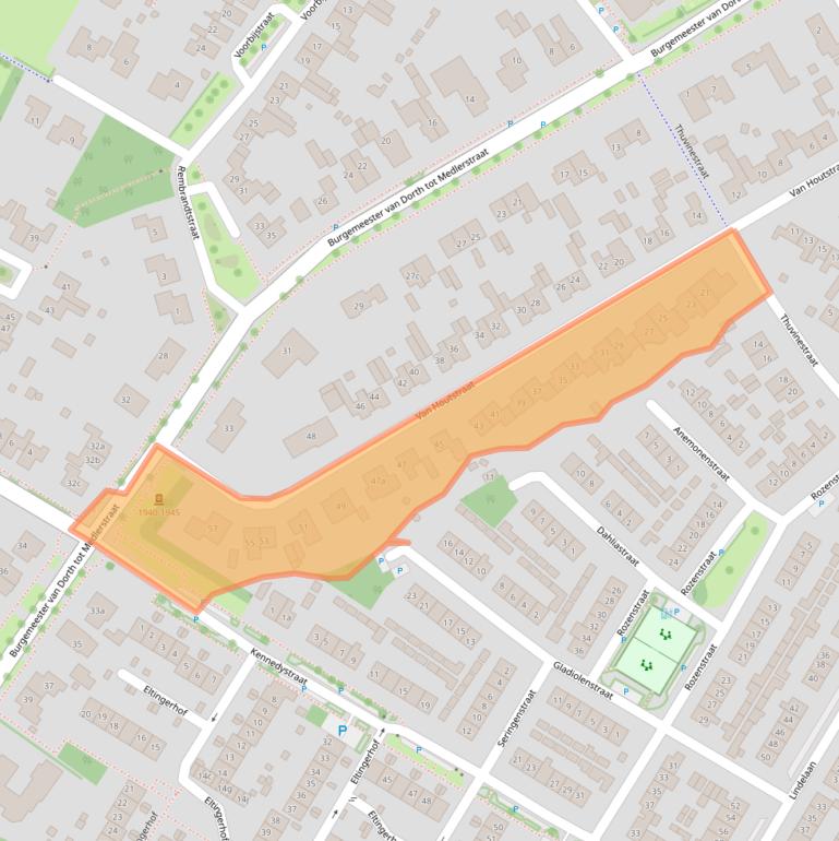 Kaart van postcodegebied 6921BE.